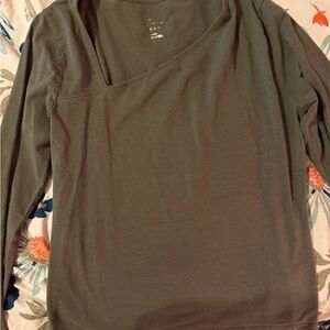 a new day Asymmetrical Olive Long Sleeve Top